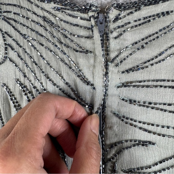 Vintage Pure Silk Beaded Floral Sheer Blouse Long Sleeve Art Ethereal Top - Picture 14 of 16